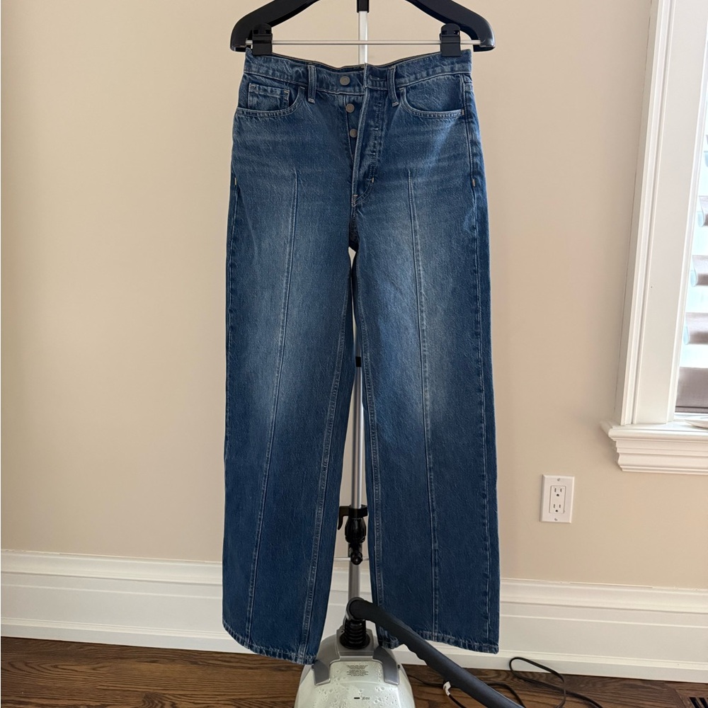 Banana Republic Wide Leg Button-Fly Blue Denim Jeans